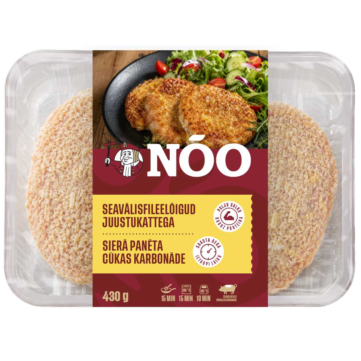 Nõo, Pork Loin Slices With Cheese Topping, 430g (expires soon)
