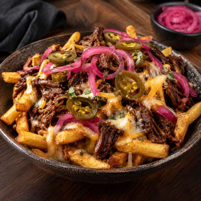 Fries with pulled beef