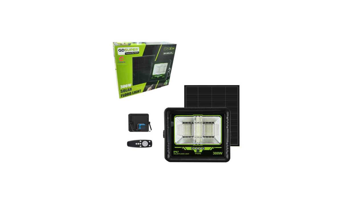 #406A1#GDSuper® GD-300L 300W Solar Wall Flood Light with Remote Control