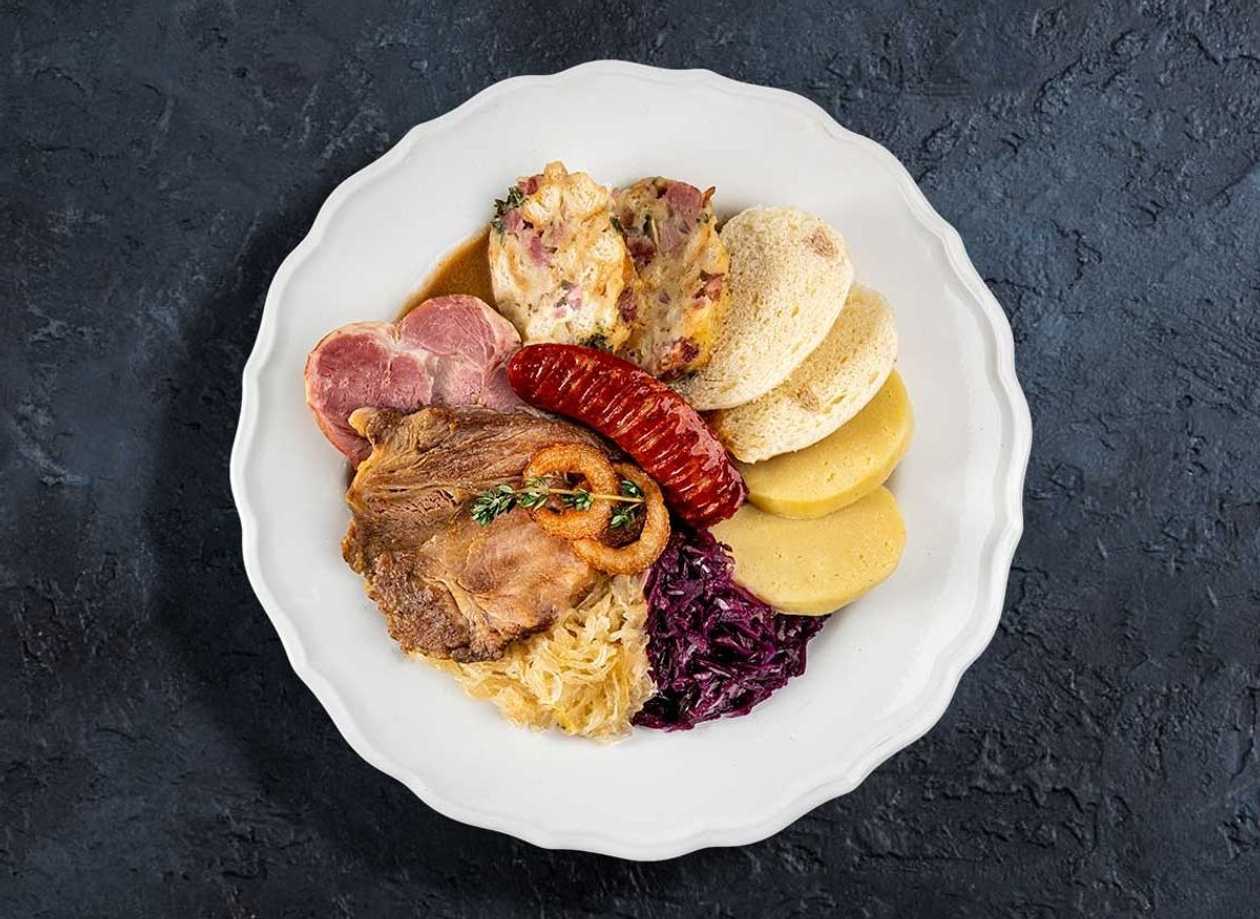 Old Bohemian Platter with Sauerkraut and Mixed Dumplings