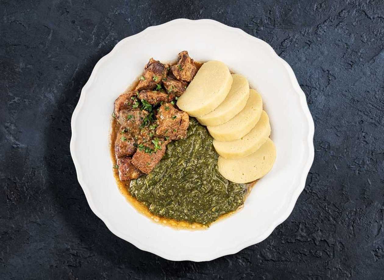 Moravian Sparrow, Spinach, Potato Dumpling
