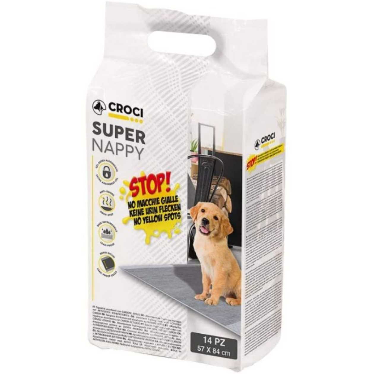 CROCI SUPER NAPPY Charcoal Training Pads 84x57cm, 14 pcs.