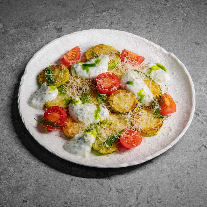 Zucchini with Parmesan in garlic sauce