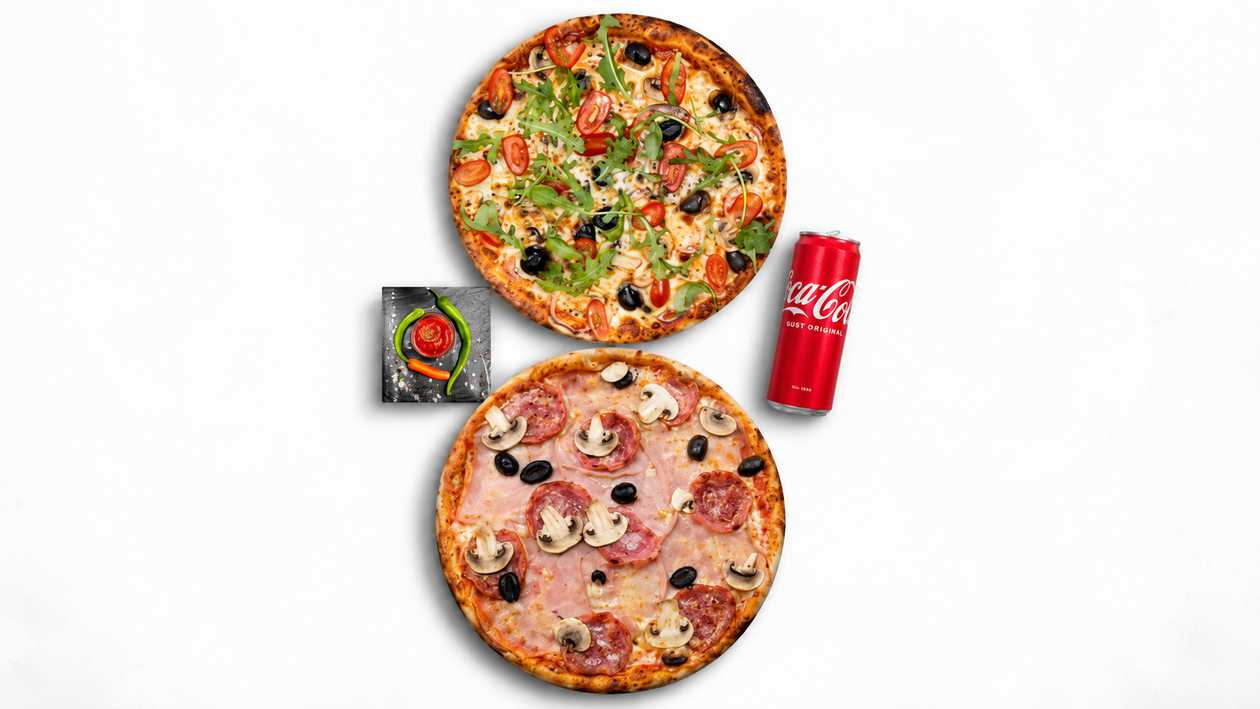 2 PIZZA + Coca Cola GRATIS + SOS GRATIS