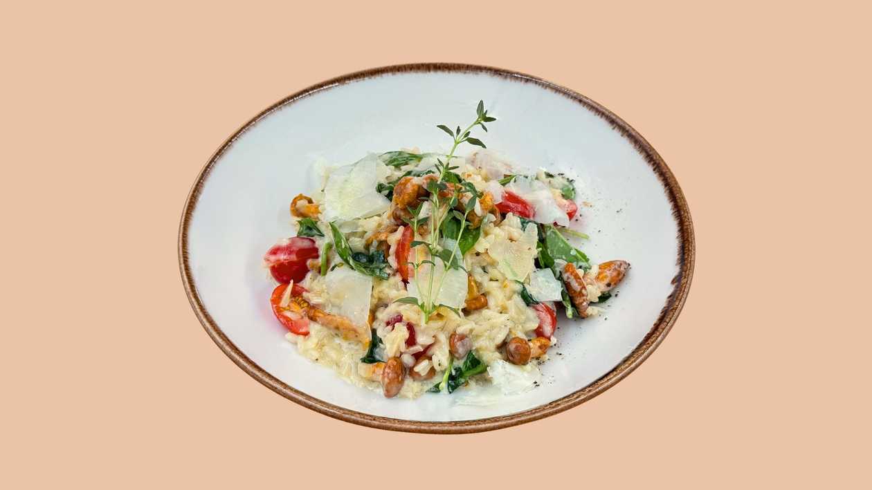 Risotto z kurkami w sosie śmietanowym Wege