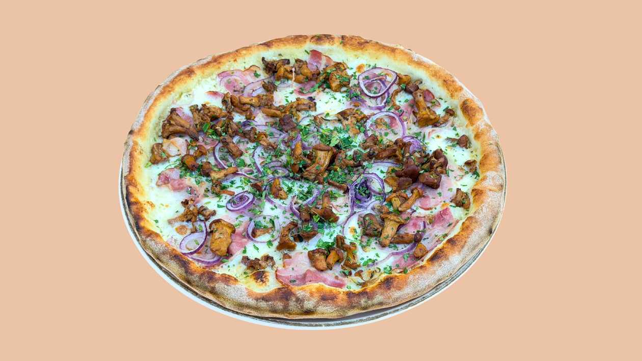 Pizza z kurkami i boczkiem