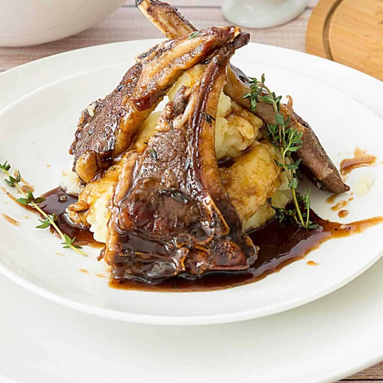 Lamb chops with scalloped potatoes and garlic puree