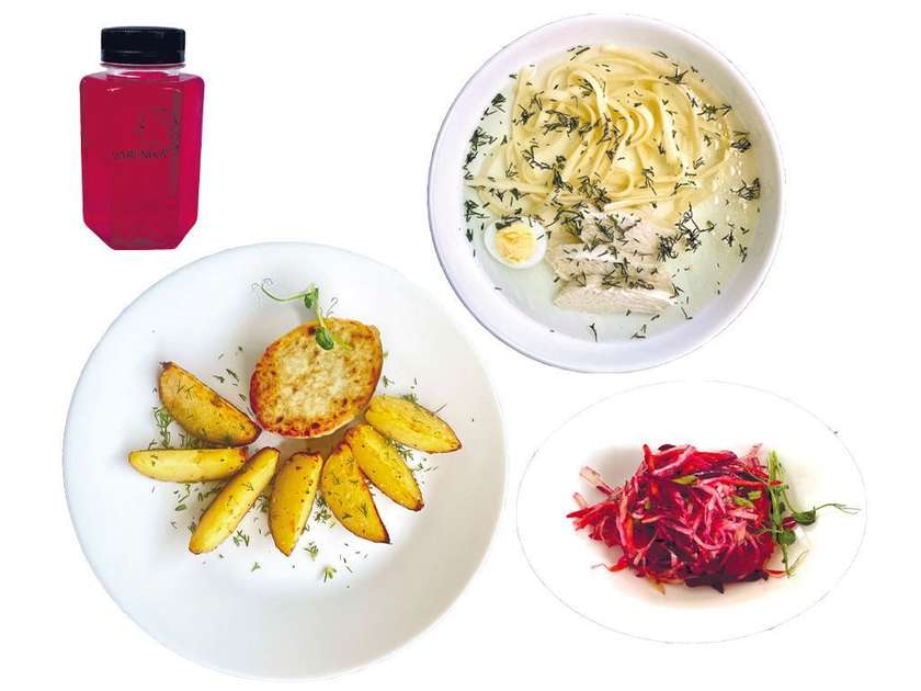 Lunch Set #7: Broth, potatoes, chicken cutlet, salad (Mon-Fri, 12:00 PM - 4:00 PM)