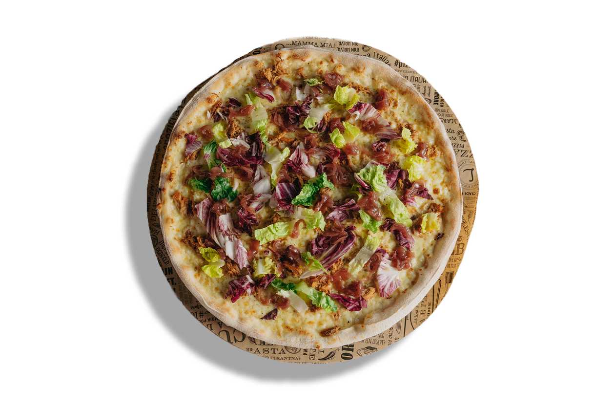 Pizza Bianca with turkey and onions