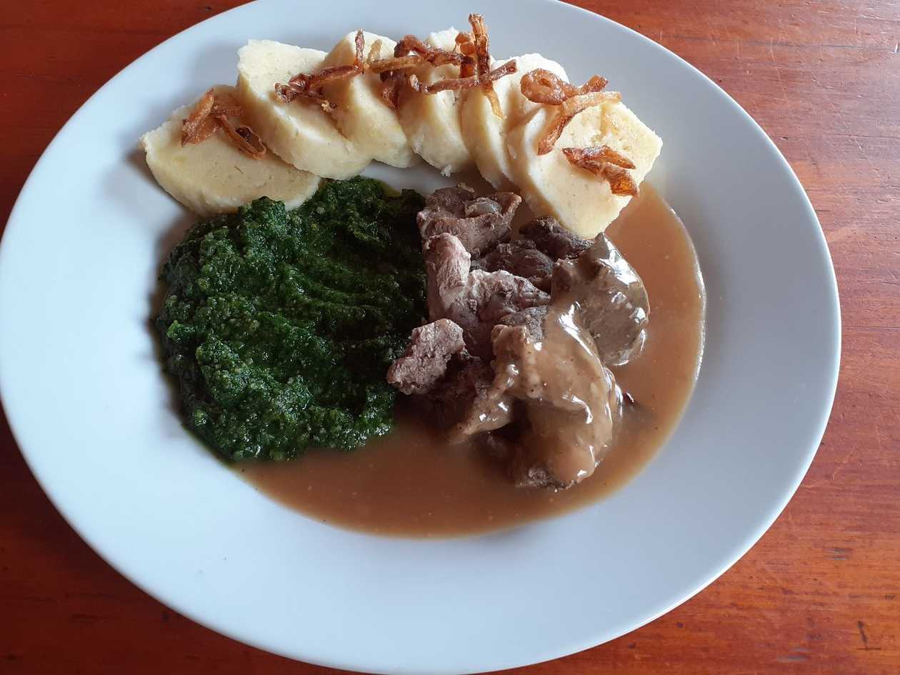 Vepřový vrabec, špenát, bk