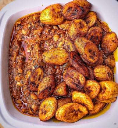 Beans Stew with Fried Plantain