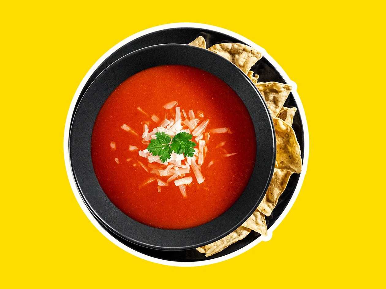 Big soup of the day with chips (450ml)