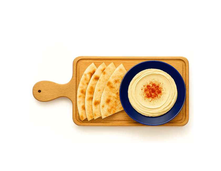 Chili hummus with homemade wood-fired bread