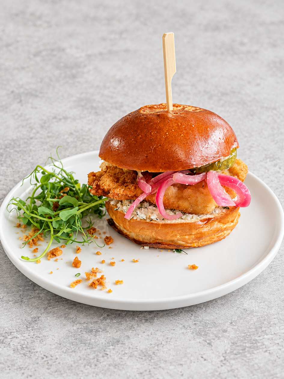 Chicken schnitzel in a bun