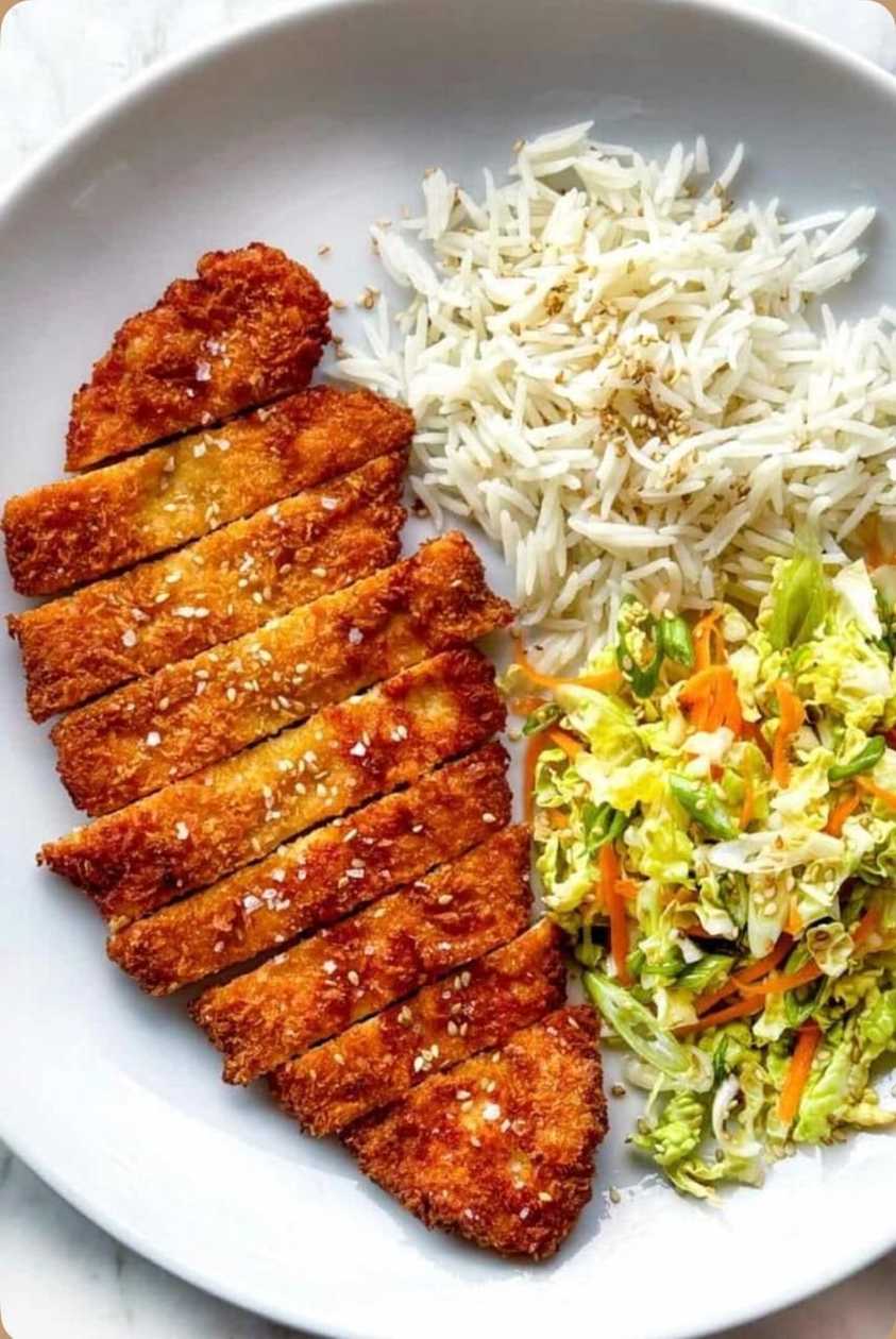 Chicken cutlet with vegetable and Rice