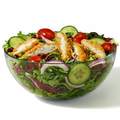 Crispy Chicken Salad: 250g Salad with Crispy Chicken + 1 Sauce