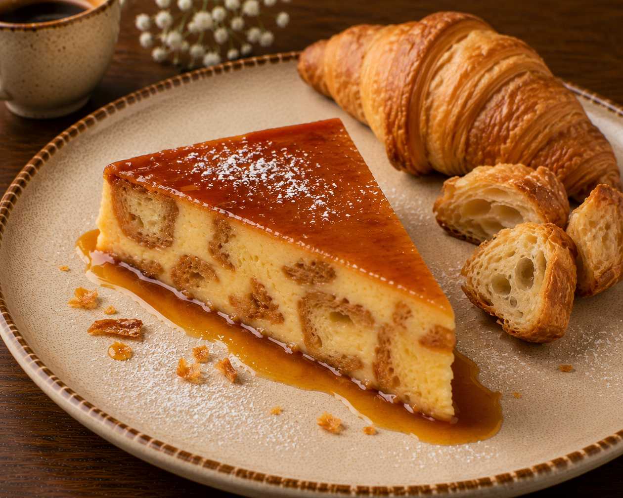 Crème Caramel with French Croissants