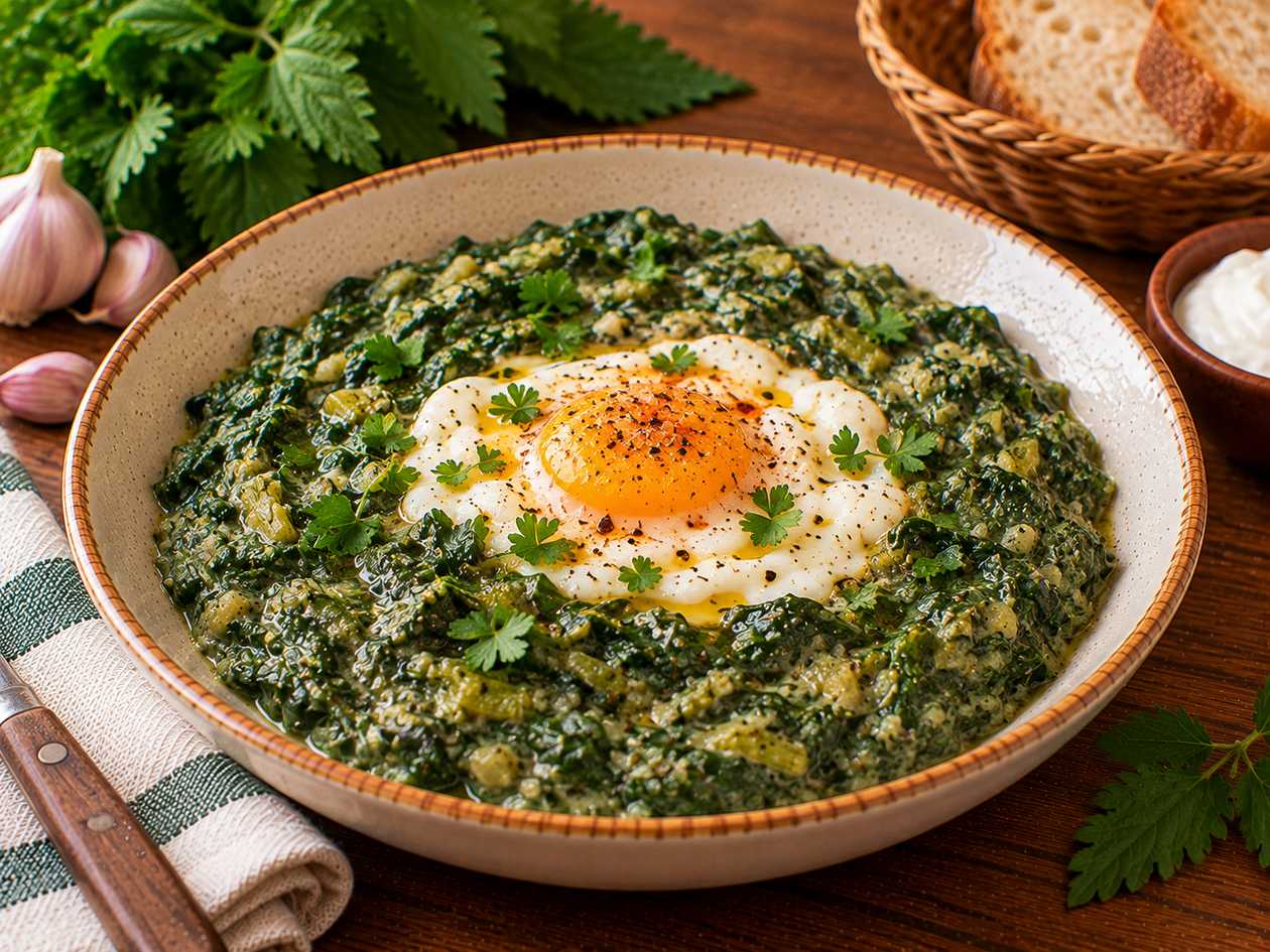 Nettle Porridge with Egg