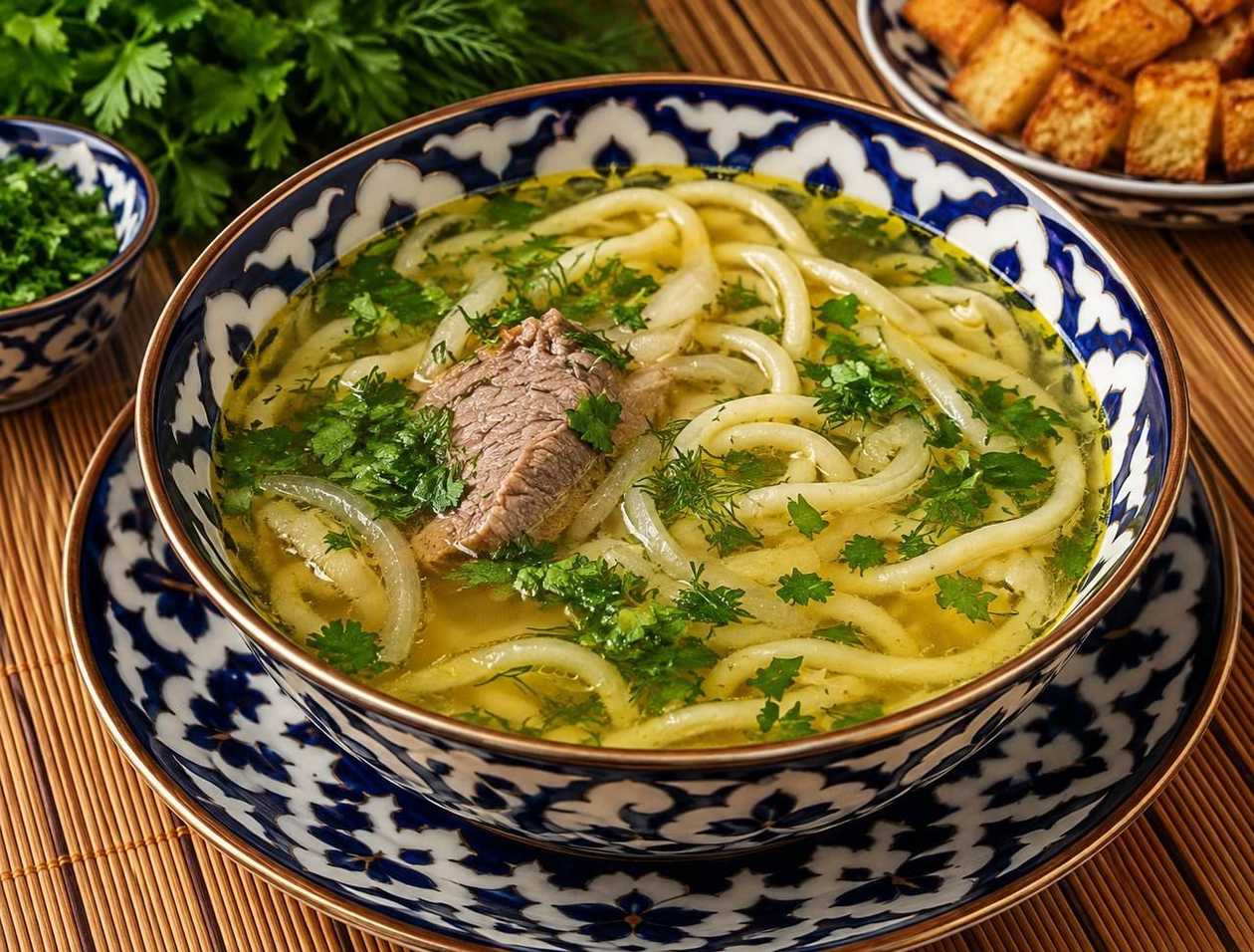 Beef broth with homemade noodles