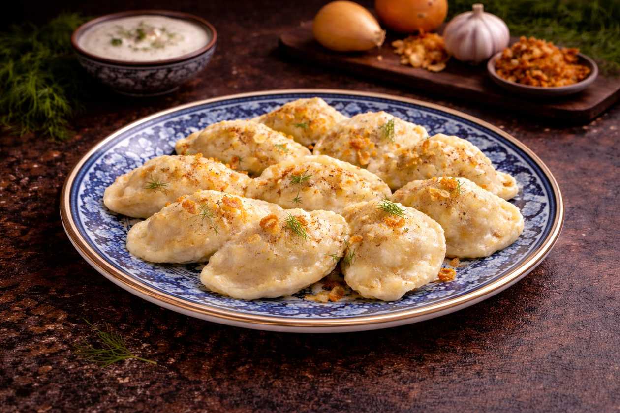 Vareniki stuffed with mashed potatoes
