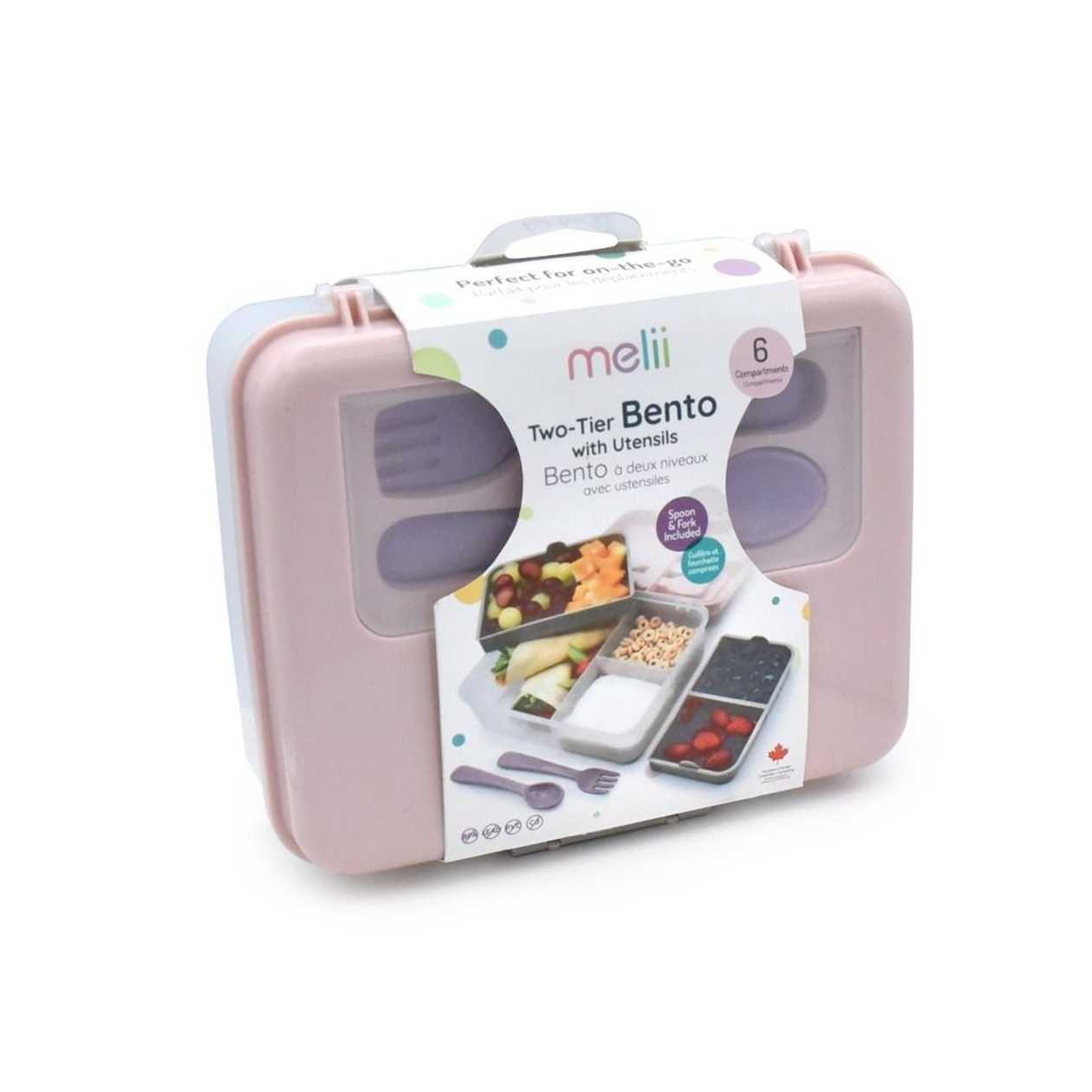 Melii Two-Tier Bento Box - Pink Purple Grey
