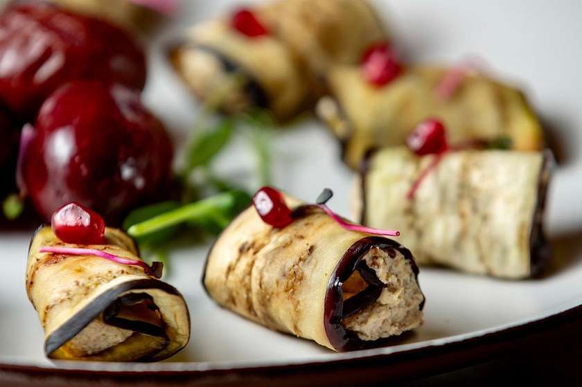 Megrelian style eggplant rolls