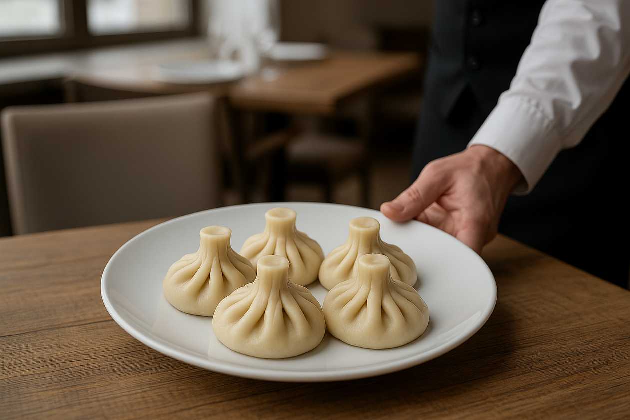 Khinkali with porcini in creamy truffle sauce