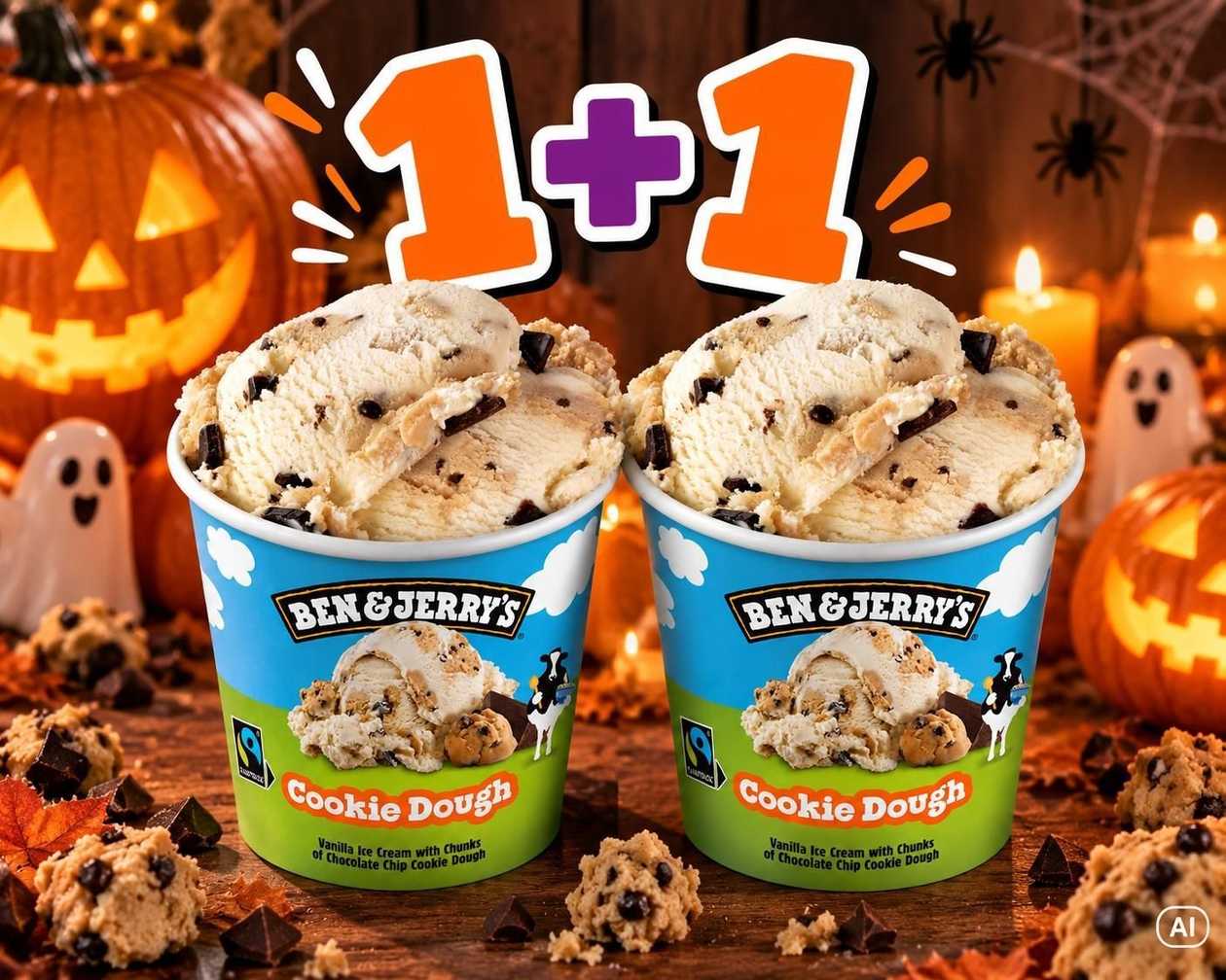Ben&Jerry's + Ben & Jerry's 465ml Cookie Dough nemokamai!